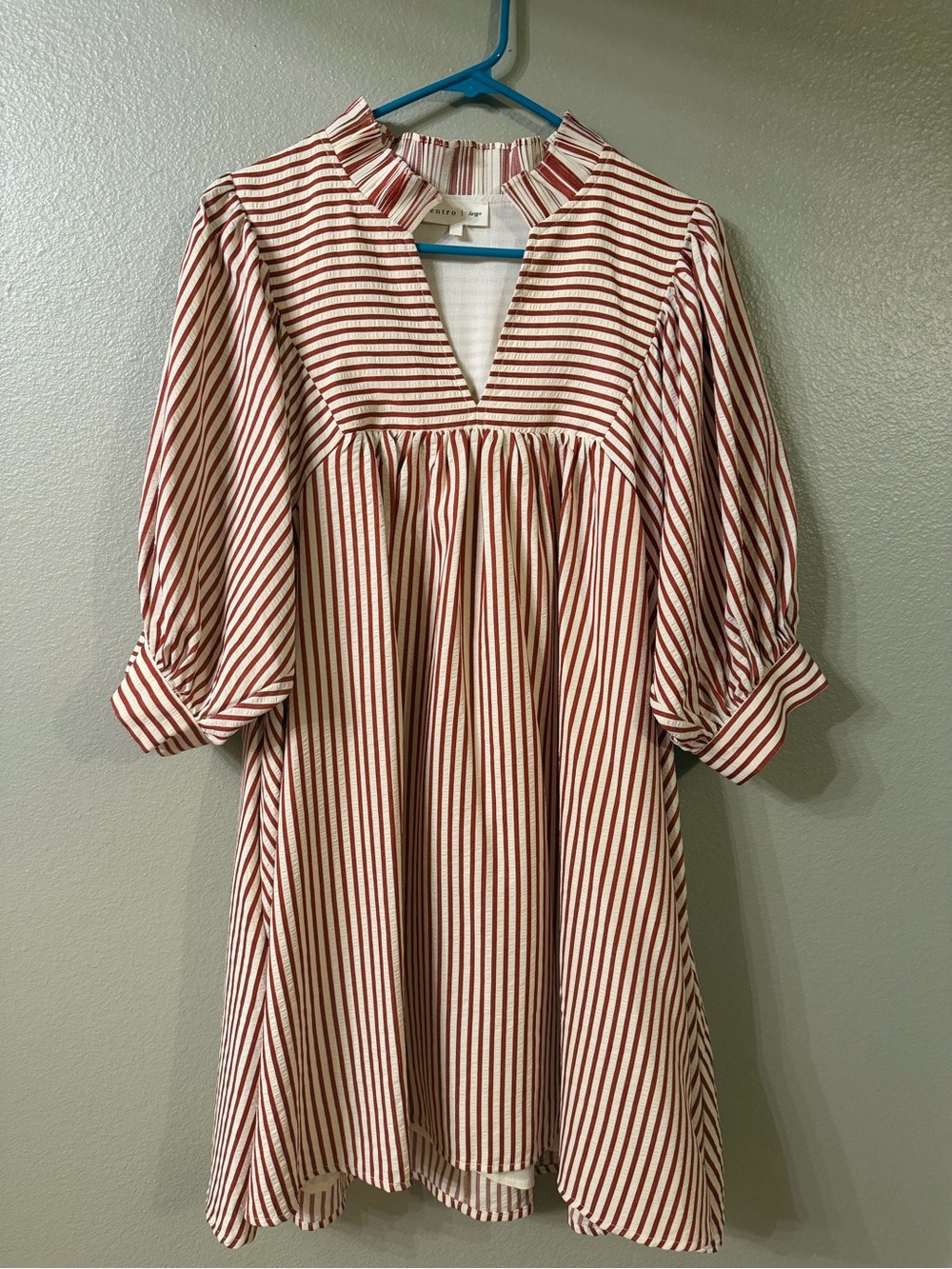 Entro  Striped V-Neck Swing Dress